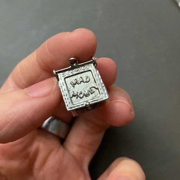 Vintage Sterling Silver Mad Money Charm Pendant - Picture 2 of 6